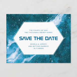 Stardust Cosmic Teal Save the Date Postcard