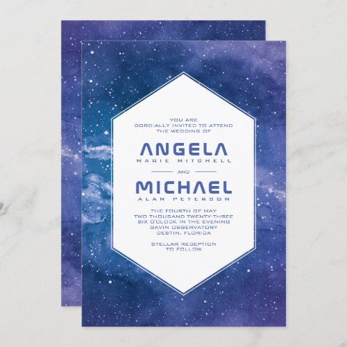 Stardust Cosmic Violet Wedding Invitation