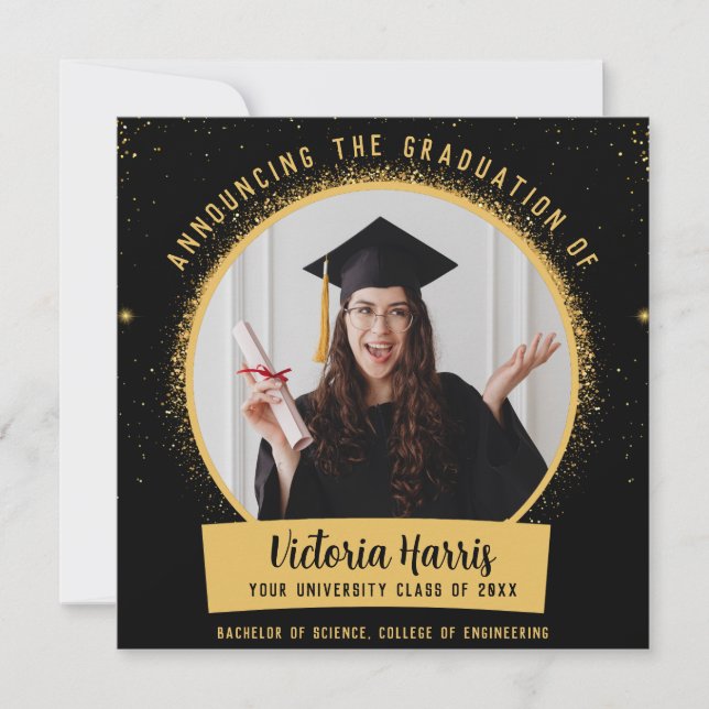 Stardust Custom Photo Fun Graduation Announcement (Front)