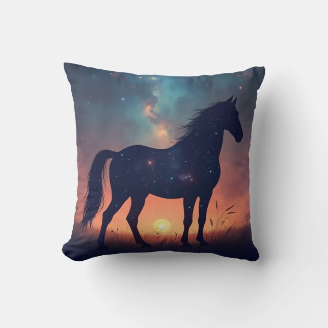 Stardust Horse Throw Pillow (Front)