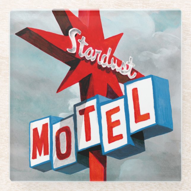 Stardust Motel Sign Glass Coaster (Front)