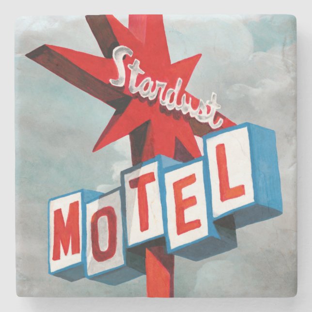 Stardust Motel Sign Stone Coaster (Front)