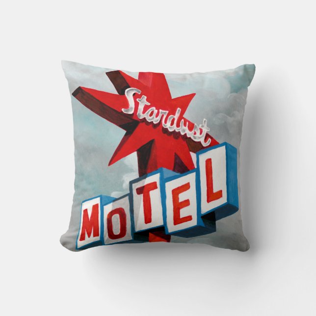 Stardust Motel Sign Throw Pillow (Front)