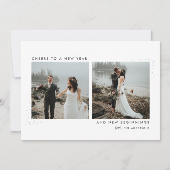 Stardust Newlyweds New Year Photo Card