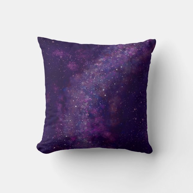 Stardust night sky illustration throw pillow (Front)