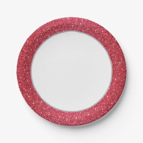 Stardust Red Glitter Paper Plates_White 7 Paper Plates