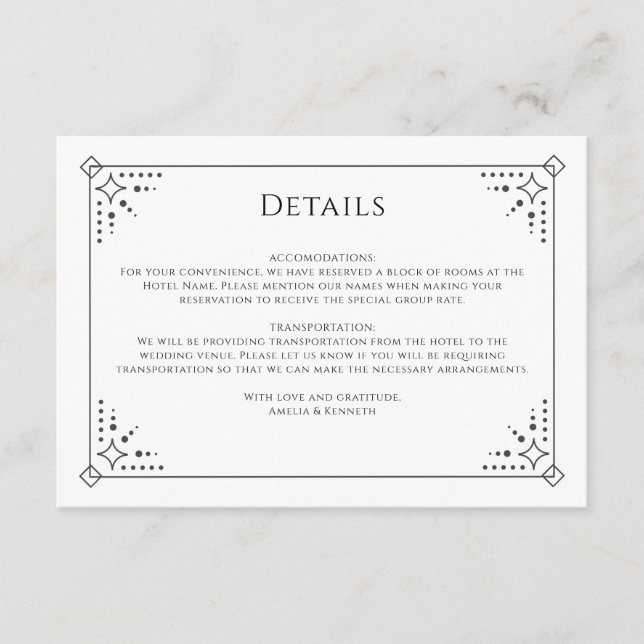 Stardust Wedding Enclosure Card (Front)