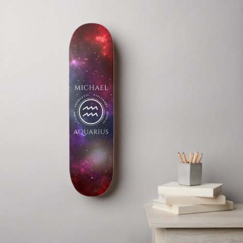 Starfield Aquarius Water Bearer Western Zodiac Skateboard