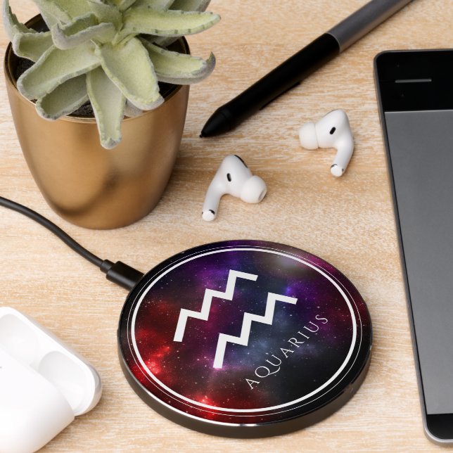 Starfield Aquarius Water Bearer Western Zodiac Wireless Charger (Desk 2)