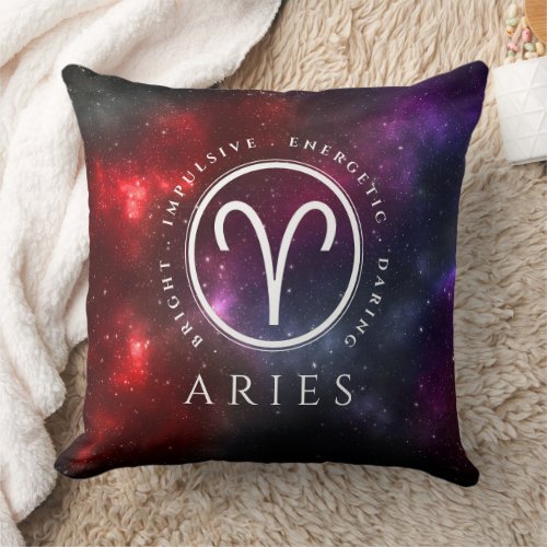 Starfield Aries Ram Western Zodiac Throw Pillow