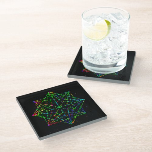 Starfield Kaleidoscope Design  Glass Coaster