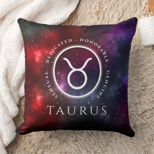 Starfield Taurus Bull Western Zodiac Throw Pillow