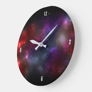 Starfield with Multicolored Cosmic Dust Large Clock