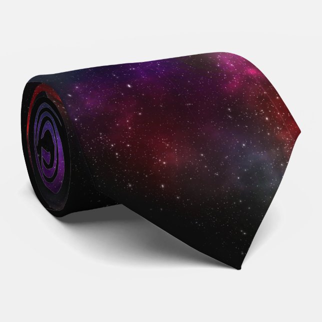 Starfield with Multicolored Cosmic Dust Neck Tie (Rolled)