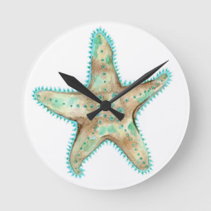 Starfish Acrylic Wall Clock Natural Greens & Brown
