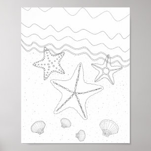 Starfish Adult Coloring Poster