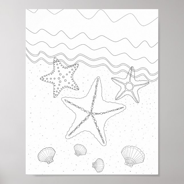 Starfish Adult Coloring Poster (Front)