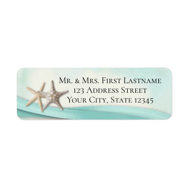 Starfish and Aqua Ribbon Label (Front)