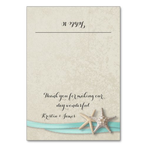 Starfish and Aqua Ribbon Place Card