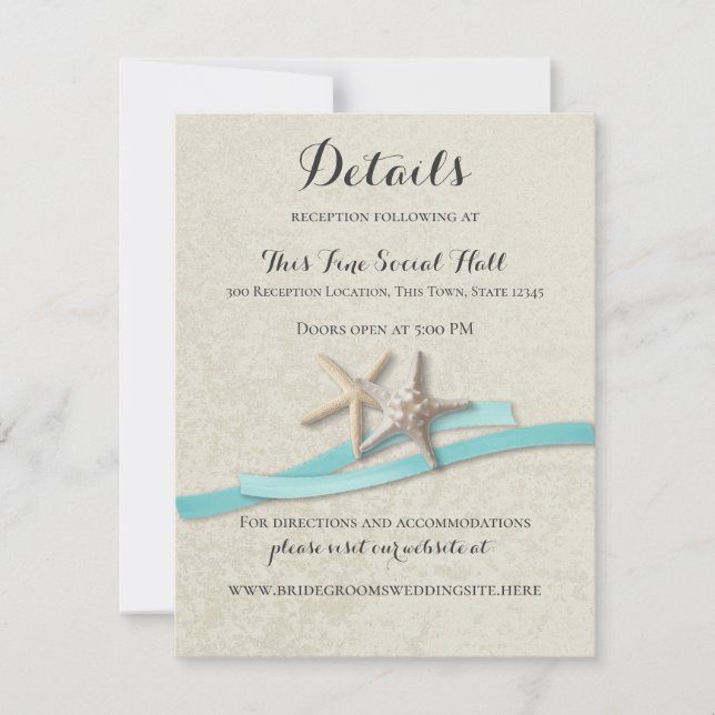 Starfish and Aqua Ribbon Reception card (Front)