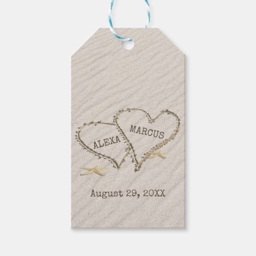Starfish and Beach Hearts with Names  Gift Tags