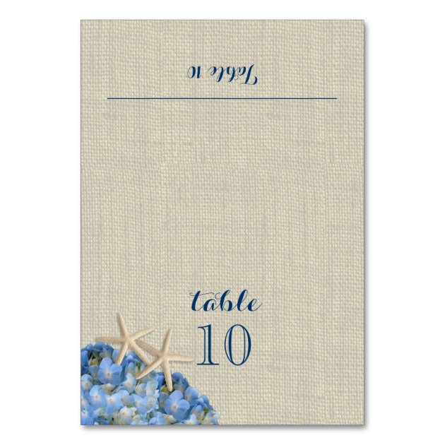 Starfish And Blue Hydrangea Place Card
