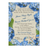 Starfish and Blue Hydrangea Wedding Invitation