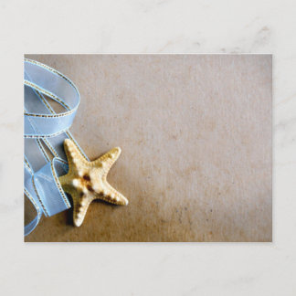 Starfish and blue ribbon postcard