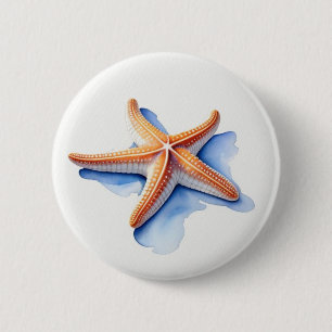 Starfish and Blue Silhouette Button
