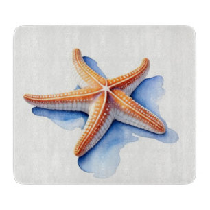 Starfish and Blue Silhouette Cutting Board
