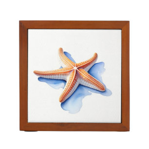 Starfish and Blue Silhouette Desk Organizer