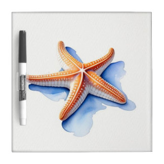 Starfish and Blue Silhouette Dry Erase Board