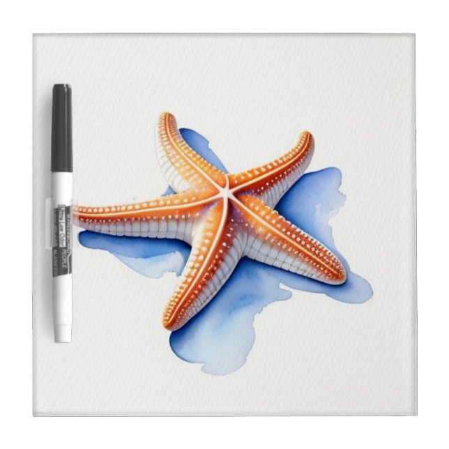 Starfish and Blue Silhouette Dry Erase Board (Front)