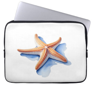 Starfish and Blue Silhouette Laptop Sleeve