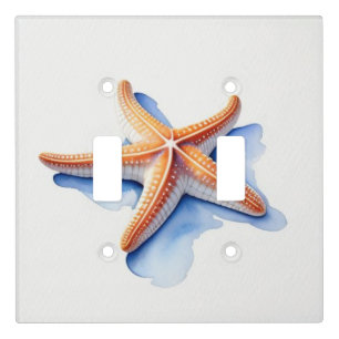 Starfish and Blue Silhouette Light Switch Cover
