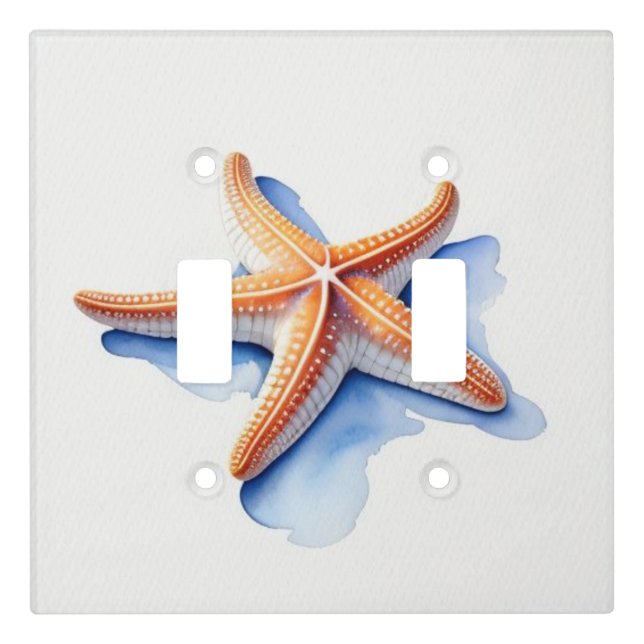 Starfish and Blue Silhouette Light Switch Cover (Front)