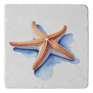 Starfish and Blue Silhouette Trivet