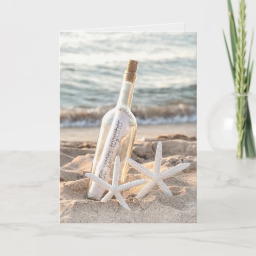 Starfish and Bottle 50th Anniversary Card