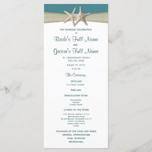 Starfish and Burlap Beach Wedding Program
