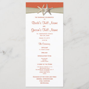 Starfish and Burlap Beach Wedding Program