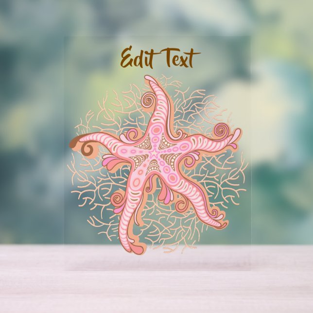 Starfish and Coral Pink Pastel Pattern Acrylic Sign (Neutral)