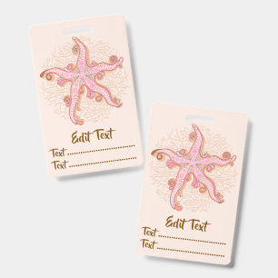 Starfish and Coral Pink Pastel Pattern Badge