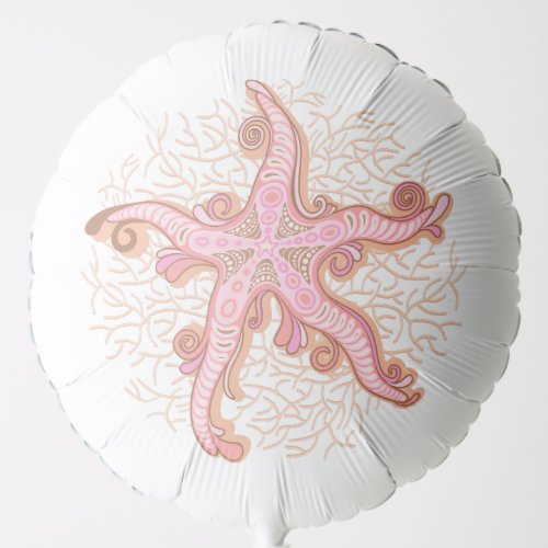 Starfish and Coral Pink Pastel Pattern Balloon