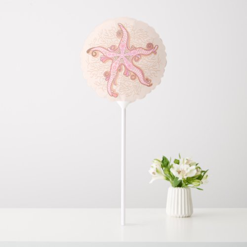 Starfish and Coral Pink Pastel Pattern Balloon