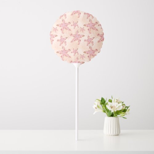 Starfish and Coral Pink Pastel Pattern Balloon