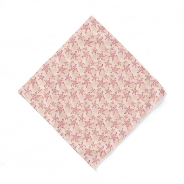 Starfish and Coral Pink Pastel Pattern Bandana (Front)