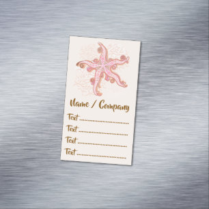 Starfish and Coral Pink Pastel Pattern Business Card Magnet