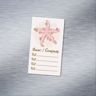 Starfish and Coral Pink Pastel Pattern Business Card Magnet