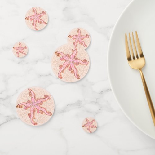 Starfish and Coral Pink Pastel Pattern Confetti