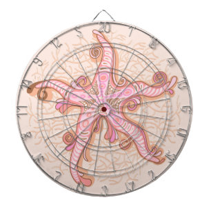 Starfish and Coral Pink Pastel Pattern Dart Board